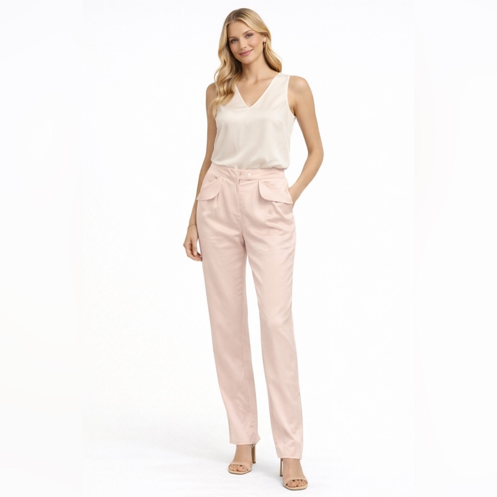 EUC Luca Luca 100% Silk Size 12 US Size 44‎ UK Elegant Light Pink Women's Pants